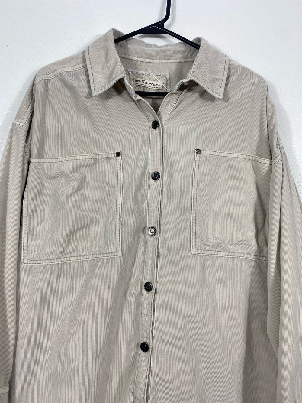 Free People Baby Corduroy Oversized Button Down Shirt Beige Small 100% Cotton - Picture 5 of 16